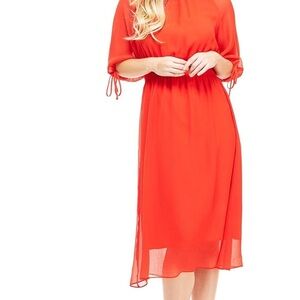 MAGGIE LONDON Chic Red Midi Dress 4P